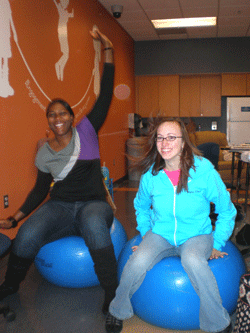 OT students practice sensory diet strategies