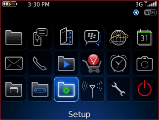 Blackberry Setup Screen
