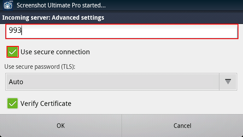 IMAP Settings for Android