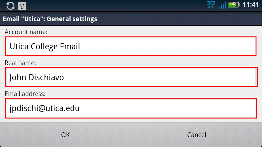 Email General Settings Android