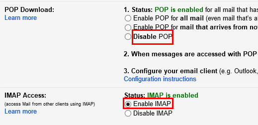 Enabling IMAP for UC Google