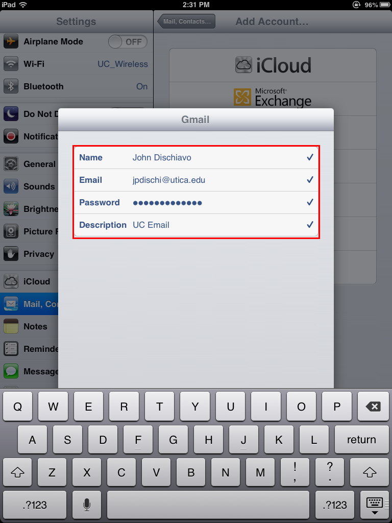 Input Gmail Information