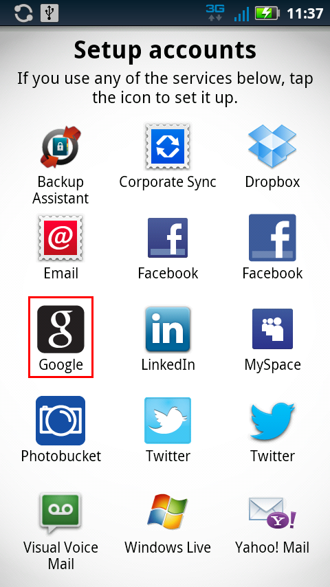 Add Google Account to Android