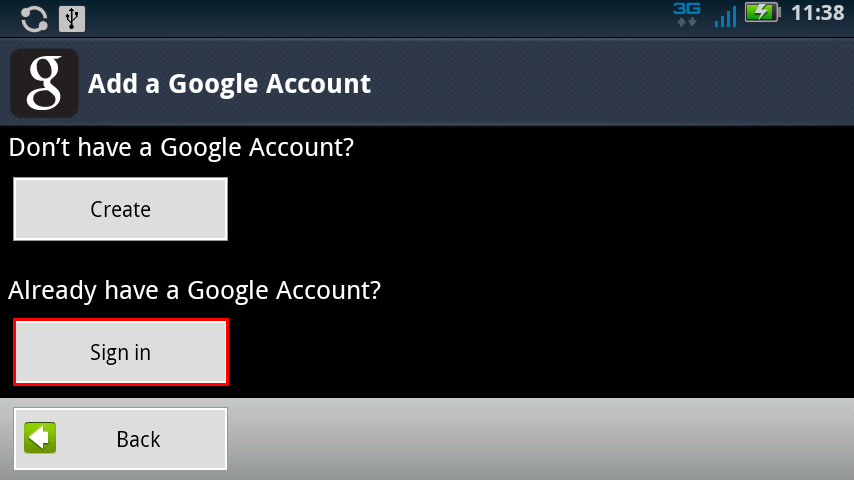 Android Sign into Google