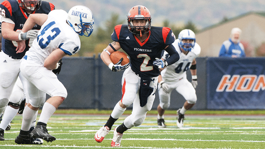 <strong>Go Pioneers:</strong> Participate in 25 intercollegiate athletic programs. Go >