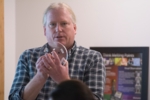 Prof. Schoonmaker discusses moon rocks.