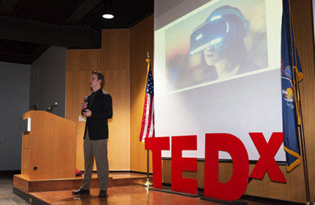Professor Perry at TEDx talk, Utica College