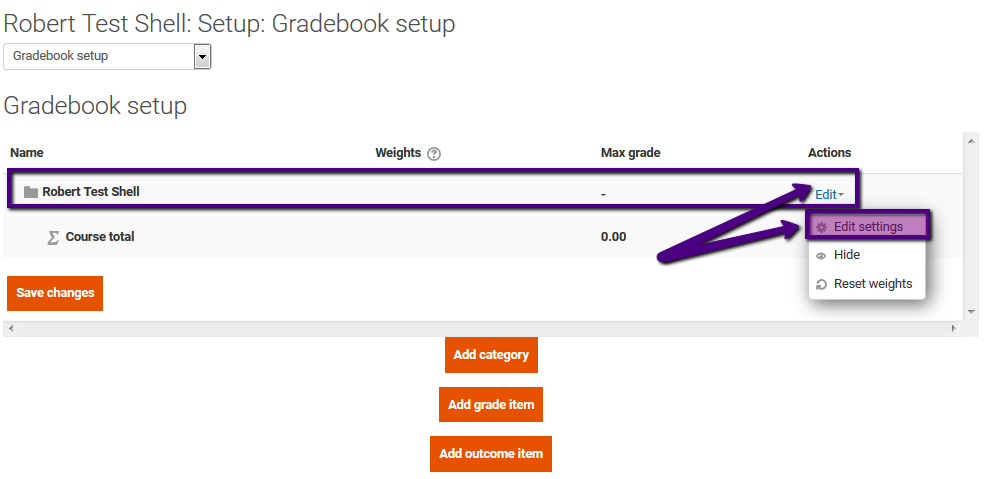 Edit Course Level Aggregation Method