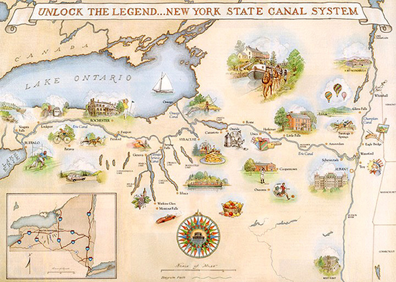 A map shpwing the attractions of the canal.