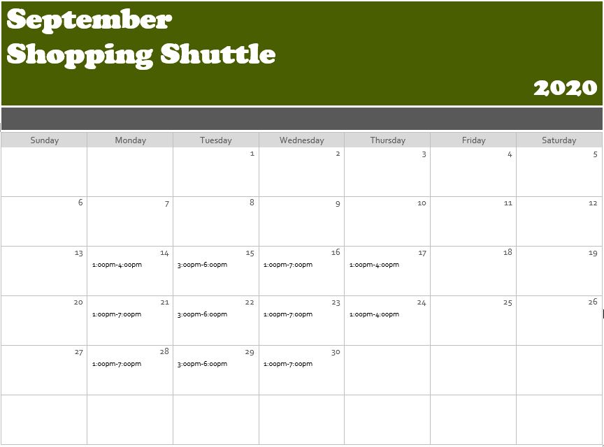 Shopping Shuttle Schedule