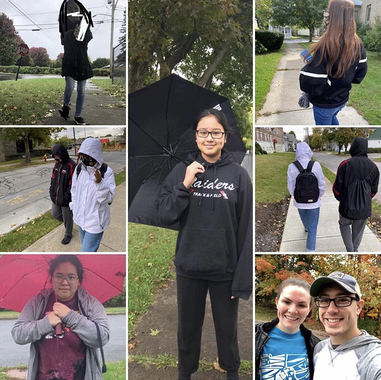 Collage of 7 photos showing participants of the Out of the Darkness Walk from home.