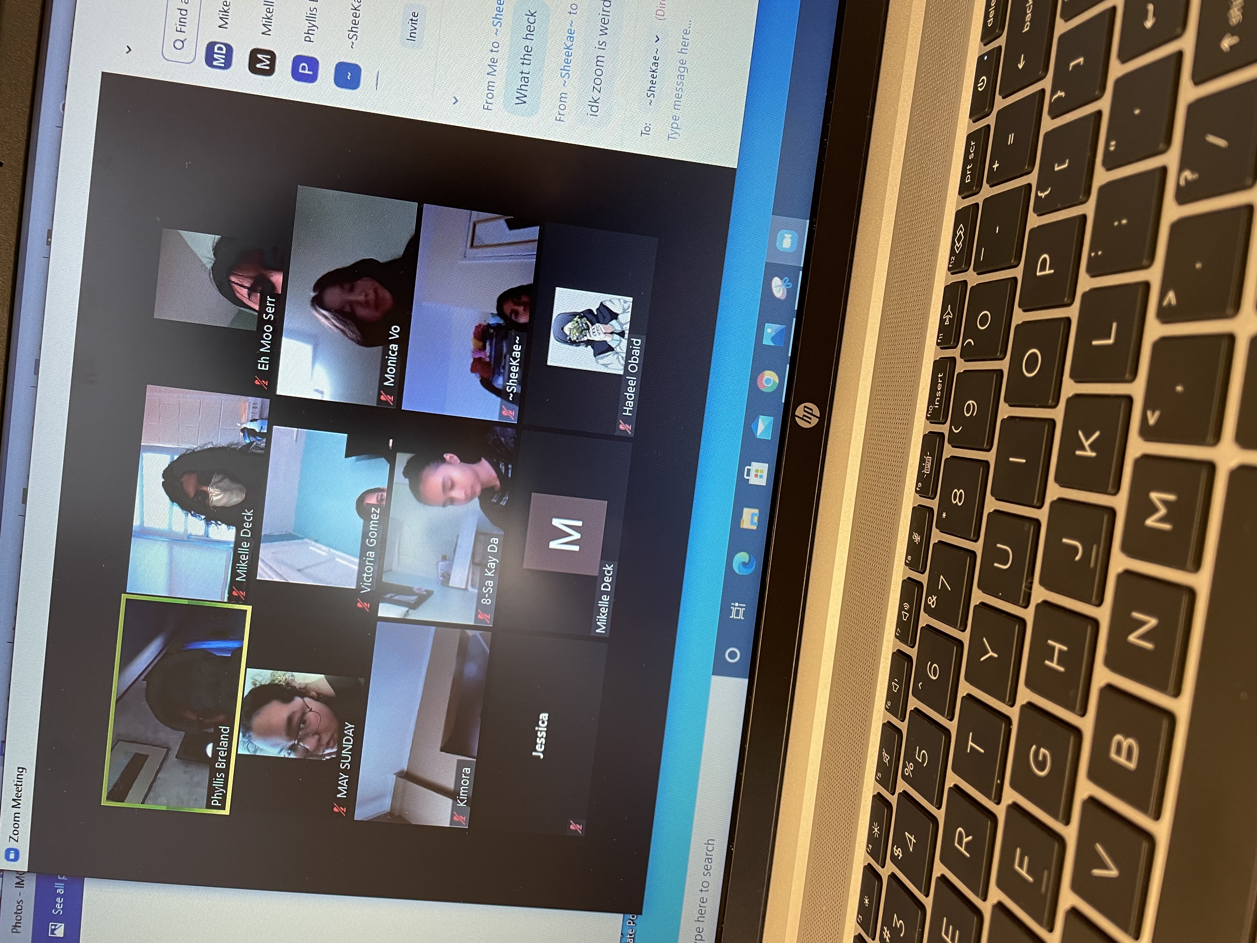 Zoom screen snapshot of Young Scholars learning from Phyllis Breland, community educator.