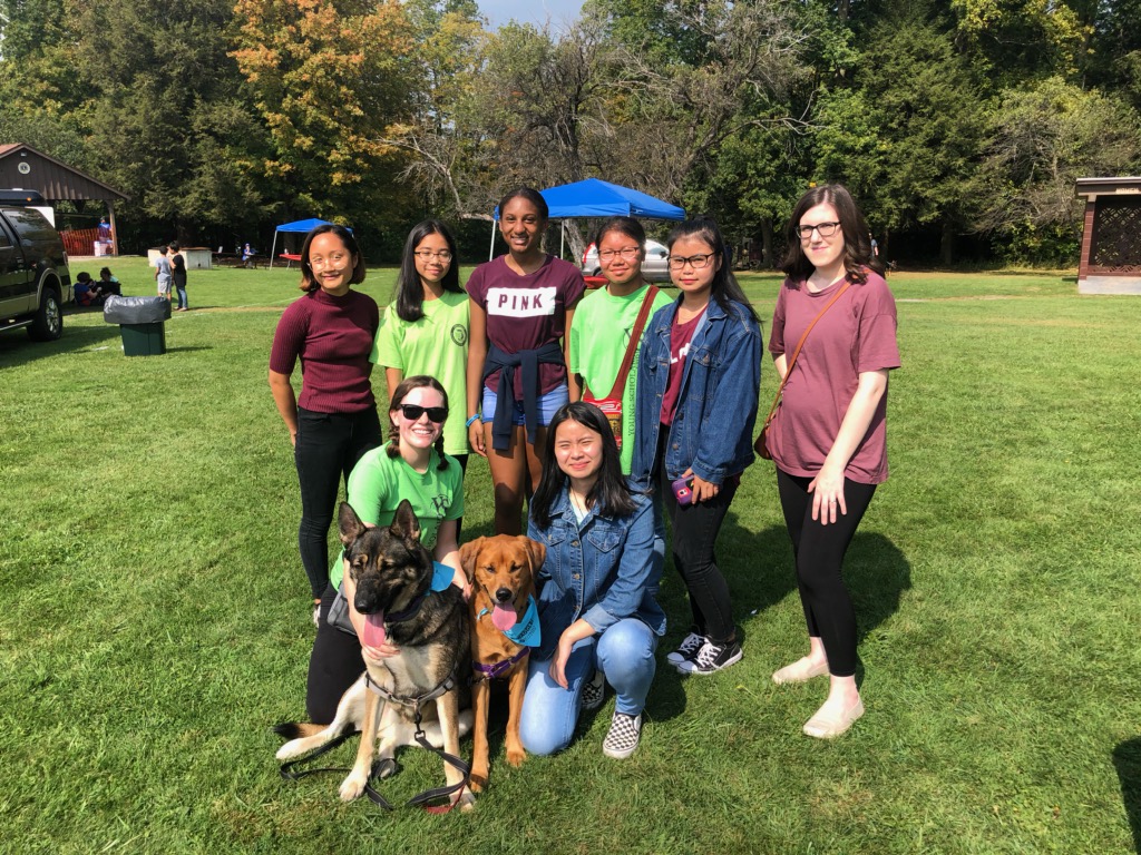 YSLPP students, staff, and staff dogs at the Wiggle Waggle Walkathon