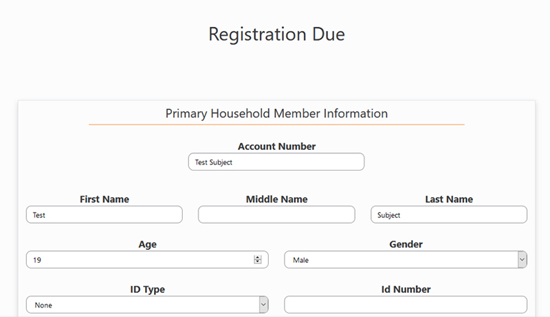 Registration Due page