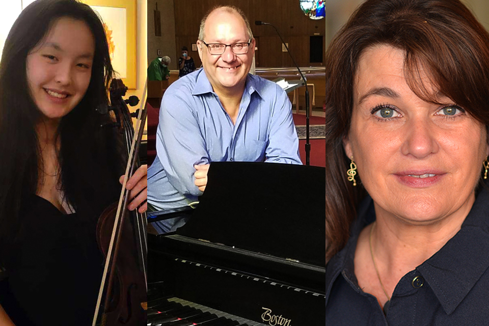 Heather Buchanan, violinist, John Krause, piano, and Tina Oyer Ponce, violin