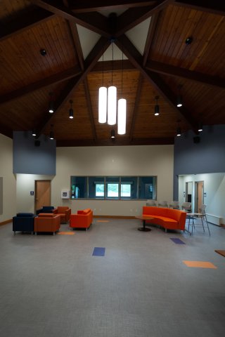 Ceiling to ground view of the Wilcox Center.