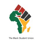 A fist in the shape of African with the Pan-African flag colors. Text underneath reads "The Black Student Union"