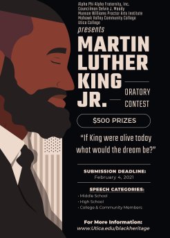 Flyer for the Martin Luthr King Jr Oratory Contest