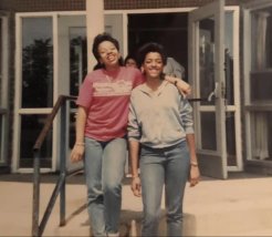 Lifelong friends Michelle Oxley Elmont ‘89 (left) and Nickelle Hylton Johnson ‘89 on their first day at UC in 1985.