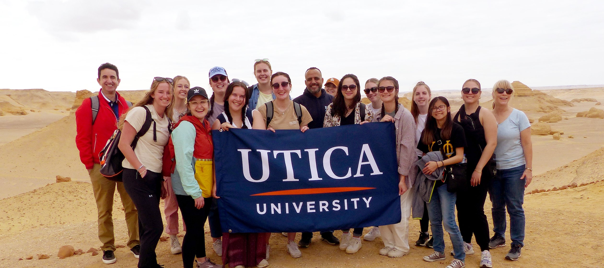 Utica University students and faculty at Wadi al Hitan in Egypt