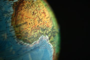 Portion of a globe focused on Africa.