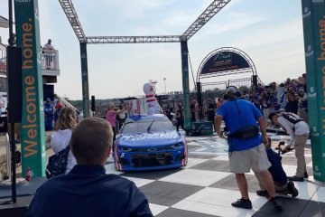 A racecar at Watkins Glen International Racetrack.