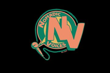 Nomadic Voices logo against black background