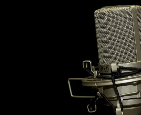 Microphone on a stand.