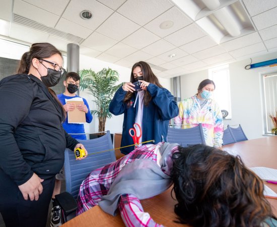 Students take part in a crime scene exercise for Criminal Justice program.
