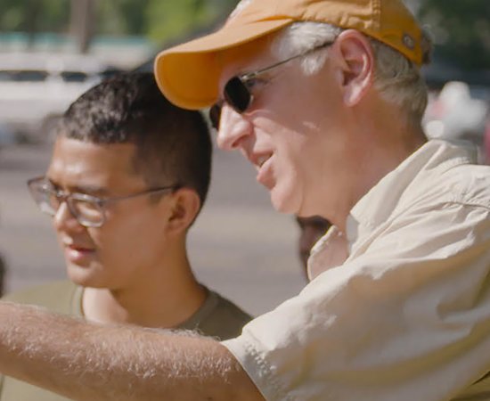 Dave Chanatry outside on location for filming of documentary.