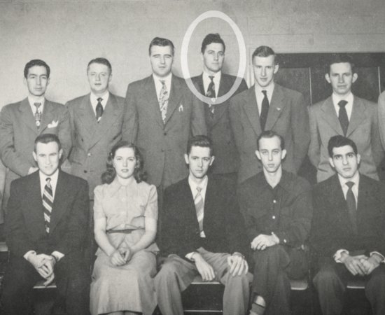 George Barlow (circled) in the Utica College Biology Club’s yearbook photo, 1950