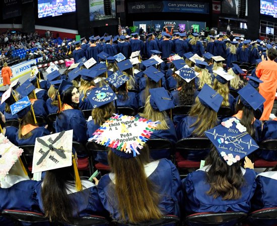 Fishbowl view of graduates at Undergraduate Commencement Ceremony, May 12, 2022.