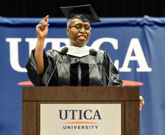 NYS Supreme Court Justice Janet Malone '86 speaks at the 2022 Undergraduate Commencement ceremony.