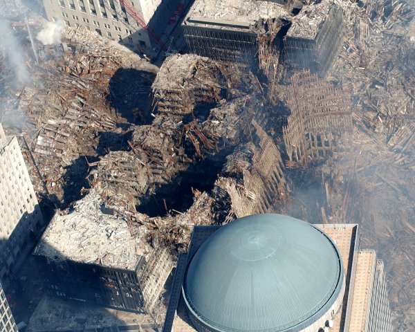 A look at Ground Zero in NYC following the 9-11 attacks.