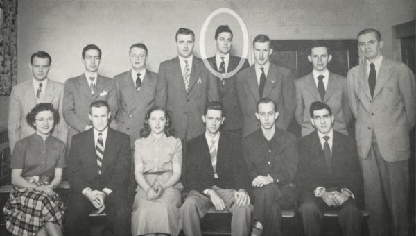 George Barlow (circled) in the Utica College Biology Club’s yearbook photo, 1950