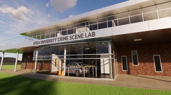 Rendering of the outside of Bull Hall following the construction of a state-of-the-art Crime Scene Lab.