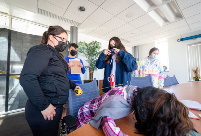 Students take part in a crime scene exercise for Criminal Justice program.