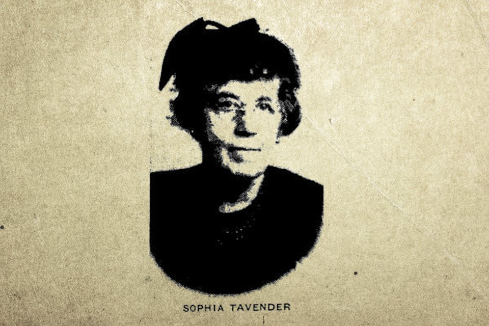 Sophia Tavender, as her portrait appeared in a February 1953 edition of the UC Tangerine.