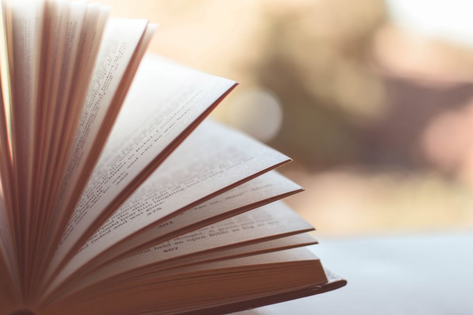 Pages in a book are spread out.