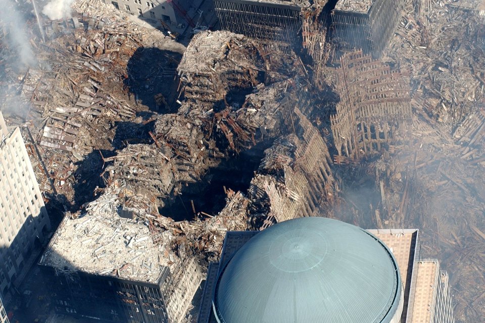 A look at Ground Zero in NYC following the 9-11 attacks.